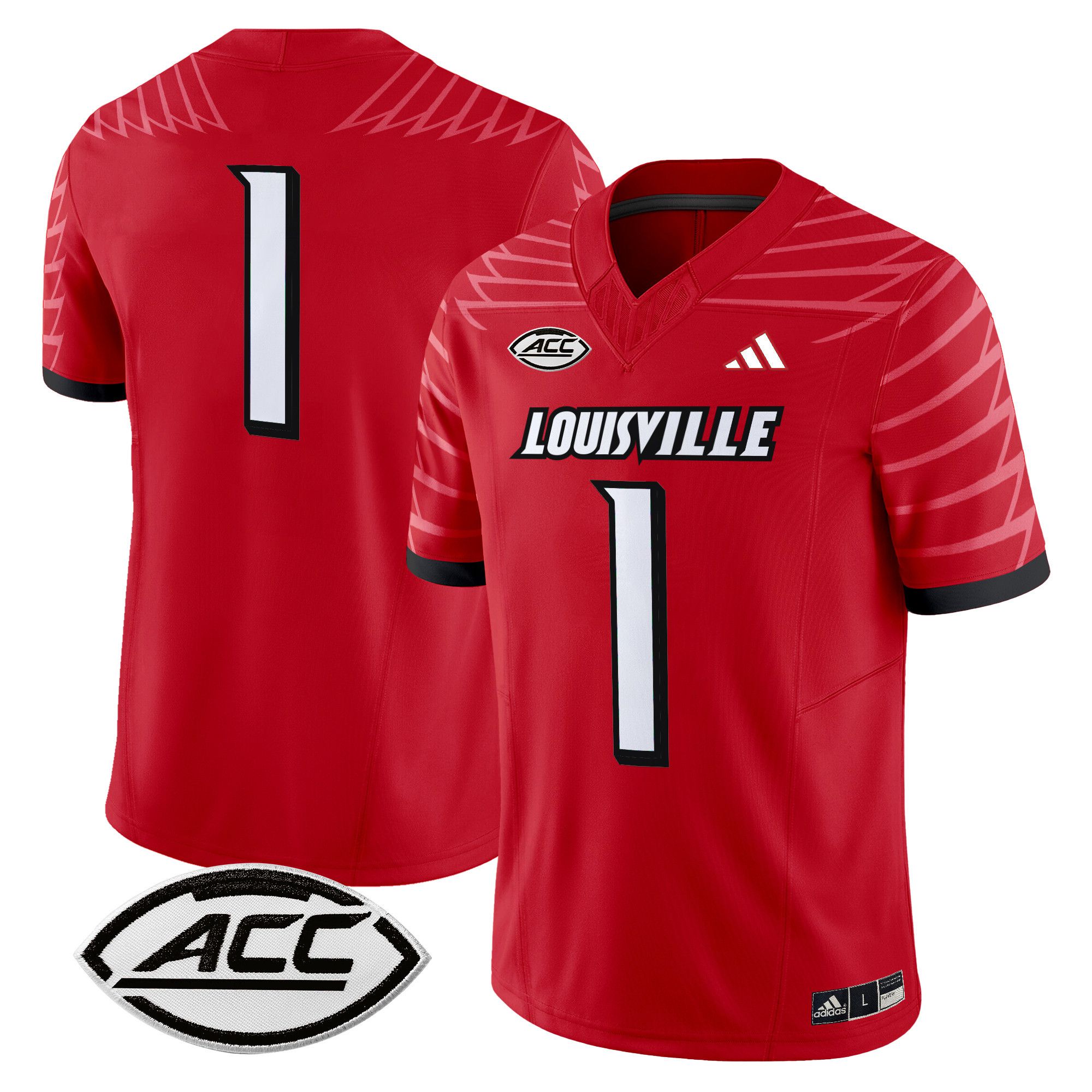 Men Louisville Cardinals #1 No Name Red 2024 Vapor Limited NCAA Jersey style 1